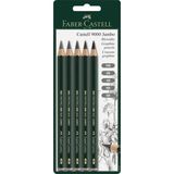 Frefly Store Faber-Castell Castell 9000 119200 Kurşun Kalem, Kauçuk Uçlu, Sertlik Derecesi Hb Jumbo Set Hb, 2b, 4b, 6b & 8b