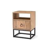 Frefly Store Ferforje Ahşap Tarz Tek Çekmeceli Komodin 46X36X62