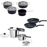 Frefly Store Fissler Vitaquick Edition 6+3,5 Litre Düdüklü Tencere + Adamant Tencere ve Tava Seti - Ahşap - 1,8 L
