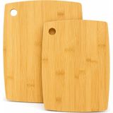 Frefly Store Gaga Bambu Kesme Tahtası 2’li Set - Doğal Ahşap Kesme ve Sunum Tahtası - Büyük Küçük Boy - Bıçak Dostu Yüzey - Askı Delikli Ergonomik Mutfak Doğrama Tahtası - Sebze Meyve Ekmek Et Için - 0 - 19 L