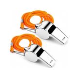 Frefly Store Genel 2 Adet Metal Hakem Düdüğü, Boyun Askı Ipli, Spor, Güvenlik, Kamp, Afet ve Acil Durum Için Çok Amaçlı Set - 12 V / Altın