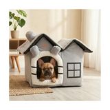 Frefly Store Gobypet 2 Çatılı Kedi Evi ve Küçük Irk Köpek Kulübesi ve Yuvası – Minderli Peluş Iç Mekan Yatağı, Fermuarlı Üst Bölüm, Taşınabilir Ev Tipi Yuva