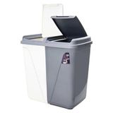 Frefly Store Gri-Beyaz Çift Gözlü Plastik Çamaşır Sepeti, 90 Litre Kapasite ile Kullanım Kolaylığı