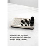Frefly Store Gri Mutfak Bulaşıklığı Tezgah Üstü Tabaklık Bardaklık Kaşıklık Kurutma Standı