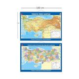 Frefly Store Gülpaş 70X100 cm Türkiye Siyasi-Fiziki Çıtalı Harita - 41 Delft Blue