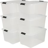 Frefly Store Iris Ohyama Kapaklı Plastik Saklama Kutuları, 45L, 6'lı Set, Şeffaf - 001-Renkli