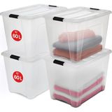 Frefly Store Iris Ohyama Kapaklı Saklama Kutuları, 60L, 4'lü Set, Şeffaf, Güvenli Tokalar, Istiflenebilir, Çekme Kulpları, Yatak Odası, Dolap, Ofis, Organizasyon Için, Bpa Içermeyen Plastik, Giysi Çantası, Ntb-60 - 0-Koyu Mavi - 1 Adet