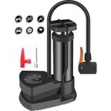 Frefly Store Izi Basınç Göstergeli Ayak Pompası - Araba, Bisiklet ve Motosiklet Için Yüksek Basınçlı Portatif Lastik Şişirici - Top ve Yatak Uyumlu Çok Başlıklı Hava Pompası (Saatli Model)