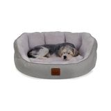 Frefly Store Jungolica Coco Kedi ve Köpek Yatağı Gri, Oval Tasarım, Çift Taraflı Yıkanabilir Minder, Ultra Yumuşak, Yükseltilmiş Yan Destek, Kaydırmaz Taban (Medium)