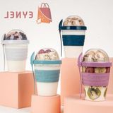 Frefly Store Kaşıklı Hazneli Meyveli Yoğurt Kabı - 600 Ml, Renkli Seçenekler - Abanoz