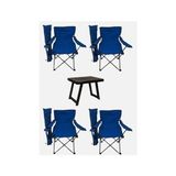 Frefly Store Katlanabilir 4 Adet Mavi Kamp Sandalyesi ve 50X40 cm Plastik Masa Seti