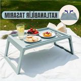 Frefly Store Katlanabilir Laptop Sehpası, Çok Amaçlı Kullanım Için Portatif - Ahşap - Bej - Siyah