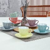 Frefly Store Keramika Soft Rainbow Badem Çay Fincan Takımı 12 Parça 6 Kişilik - 00-Siyah - Beyaz
