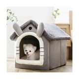 Frefly Store Klasik Model Kedi Evi Yumuşak Kedi Yatağı Derin Uyku ve Kış Evi Çıkarılabilir Minder Gri (Gri, Beden M) - 02-Gri
