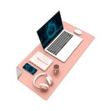 Frefly Store Klasse Çift Renk Dikişli Pu Deri Masa Matı 80X40 cm Mousepad, Su Geçirmez Masa Sümeni, Çift Taraflı Kullanım, Dizüstü Bilgisayar/ofis/ev Için, Kaymaz Taban (Pembe ve Gri) - 41 Delft Blue