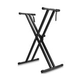 Frefly Store Klavye Standı, Çift Destekli Klavye Standı, Güvenlik Kayışlı, Yüksekliği Ayarlanabilir, 25 – 93 cm Arasında 7 Kademeli, x Şeklinde Piyano Standı, Katlanabilir ve Çıkarılabilir, 54/76 Tuşlu Elektronik
