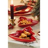 Frefly Store Kütahya Porselen Holyday Çam Ağacı 2 Parça 17 cm Meze Tabağı Kırmızı