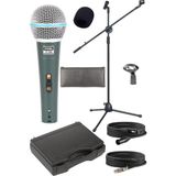 Frefly Store Lastvoice LV-680ST Ayaklı Kablolu Dinamik Mikrofon (Stand Cüzdan Çift Kablo Sünger Tutacak) - 10 Adet