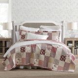 Frefly Store Laura Ashley - Kraliçe Yorgan Seti, Ters Çevrilebilir Pamuklu Yatak Örtüleri, Kırk Yama Işi Esinlenen Ev Dekoru (Celina Patchwork Kırmızı, Kraliçe) - 001-Renkli