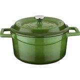 Frefly Store Lava Metal Döküm Yuvarlak Tencere, 20 Cm, Yeşil