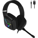 Frefly Store Lecoo HT406 3.5mm Jack + USB Kablolu Rgb Aydınlatmalı Kulak Üstü Gaming Kulaklık - Evrensel Uyumlu, 50MM Ses Sürücüsü, 1.5m Kablo Uzunluğu, Ergonomik Kulaklık Siyah