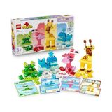 Frefly Store LEGO Duplo Hayvan Yapma Oyunu Eğitici Oyuncak 10472 | 3 Yaş ve Üzeri Çocuklar Için Resimli Kartlar ve 8 Hayvan Figürü Içeren Eğitici Oyuncak Yapım Seti, Hediye Fikri (94 Parça)