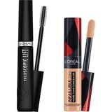 Frefly Store L’oréal Paris Infaillible Tüm Yüze Uygulanabilir Kapatıcı 327 Cashmere & Telescopic Lift Maskara Makyaj Seti - 001 Brown