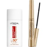 Frefly Store L’oréal Paris Telescopic Maskara - Siyah & Revitalift Clinical Spf 50+ Günlük Yüksek Uv Korumalı Yüz Güneş Kremi 50 ml Set - 001 Brown