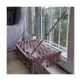 Frefly Store Makrome Vantuzlu Hamak Cam Kedi Yatağı (Gül Grisi) - 100 x 100 x 10 cm