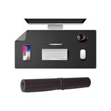 Frefly Store Mcstorey Masa Desk Mat 90X45 cm Çift Taraflı Deri Mouse Pad Kaymaz Geniş Masa Koruyucu Suya Dayanıklı Rulo Yapılabilir Ofis Ev Ofis Laptop ve Klavye Alanı Için 2mm Siyah - Ahşap