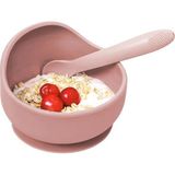 Frefly Store Meleni Baby 2'li Silikon Bebek Beslenme Seti - Vakumlu Mama Kasesi - Diş Kaşıyıcı Silikon Kaşık - Pembe