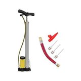 Frefly Store Metal El Tipi Göstergeli Bisiklet Pompası ve Pompa Ucu Seti Ayak Tutamaklı Top Teker Şambrel Şişirme