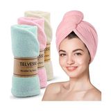 Frefly Store Mikrofiber Saç Havlusu Süper Emici Hızlı Kuruyan Türban Saç Havlusu Şapkası – Uzun Kıvırcık Kalın Saçlar Için Duş Saç Kurutma Havlusu, Plaj Havuz Banyo Kullanım (3lü Pembe + Krem + Turkuaz)
