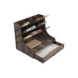 Frefly Store Mingitav Chamber 12 Gözlü Büyük Boy Masaüstü Kalemlik Düzenleyici, Masaüstü Organizer Çekmeceli A4 Evrak Rafı (Ceviz) - 00-Siyah - 00-Siyah - Beyaz