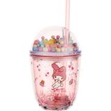 Frefly Store Mınıso Sanrio Lisanslı Boncuklu Kapaklı Pipetli Plastik Şişe (435ML) - Pembe - 0,33 - 00-Siyah - Beyaz