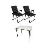 Frefly Store Natura 2 Adet Kamp Sandalyesi Katlanır Piknik Sandalye Oval Bardaklıklı Siyah Katlanır Mdf Masa Siyah, 2kskm