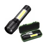 Frefly Store Ni LED El Feneri, Şarjlı, 5W, 200LM, 3 Mod Işık, Avcı Balıkçı Kamp Bekçi Polis Feneri Şarjlı Odak Ayarlı Siyah Ni LED Fener [ A] - 0,7