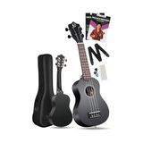 Frefly Store Nova UKS-21BK Gül Ağacı Siyah Soprano Ukulele Seti (Siyah)