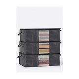 Frefly Store Orret Home 3'lü Siyah Pencereli Hurç Seti – 64X45X22 cm Bez Kumaş Baza Altı Organizer, Şeffaf Pencereli Hurç, Giysi ve Nevresim Saklama Hurcu