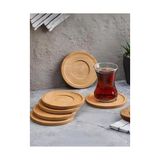 Frefly Store Orret Home 6ADET Bambu Çay Tabağı, Çay Bardağı Altlığı, Estetik Sunum Sunumluk, Doğal Malzeme, Çevre Dostu ve Şık Tasarım (Yuvarlak)