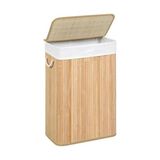 Frefly Store Orret Home Doğal Bambu Katlanabilir Kirli Çamaşır Sepeti, Yıkanabilir Çıkarılabilir Astar Torbalı, Sele Görünümlü Şık ve Dayanıklı Çamaşır Sepeti, Kapaklı ve Ergonomik Tasarım (Dikdörtgen) - 00-Siyah - Beyaz