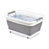 Frefly Store Orret Home Katlanabilir Şeffaf Kapaklı Saklama Kabı – Tekerlekli Büyük Hacimli Oyuncak Kutusu, Çamaşır Sepeti ve Organizer – Plastik Kapaklı Düzenleyici Kutu, Ev ve Ofis Için Çok Amaçlı (45 Litre)