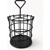 Frefly Store Orret Home Metal Kaşıklık ve Makyaj Fırçası Organizeri, Siyah Tel Çatal Kaşık Bıçaklık, Tezgah Üstü Mutfak Banyo Kozmetik Fırça Düzenleyici, Saplı Yuvarlak Sepet 13X23 cm - 0 - 19 L