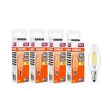 Frefly Store Osram LED Filament Mum Ampul E14 4W 470 Lümen 2700K Sarı Işık 40W Eşdeğeri Şeffaf Cam Dim Edilemez 4'lü Paket [enerji Sınıfı E]