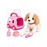 Frefly Store Oyuncak Sesli Işıklı Yürüyen Hareketli Köpek Kedi Tavşan Taşıma Çantalı Aksesuarlı Set Taşınabilir Çanta Emekleme Oyuncağı Aksesuarlı Çocuklar Için Eğitici Hayvan Sevgisi (Pembe-Köpek)