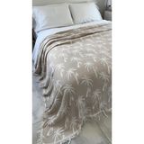 Frefly Store Palmiye Desen 4 Katlı Müslin Pike Yatak Örtüsü Battal Boy 240X260 cm Bej - 001-Renkli - 10 x 10 cm