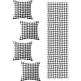 Frefly Store Pelangi Gri Kaz Ayağı Salon Mutfak Masa Değişik Ranır Modelleri Dekoratif 4'lü Kırlent Kılıfı ve Runner Seti, Gri-Beyaz 40 x 140 - 0,60 x 19 x 29 cm - 51R-Turuncu