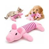 Frefly Store Peluş Domuzcuk Kedi Köpek Oyuncağı - Isırınca Ses Çıkaran Interaktif Oyun Arkadaşı - Yumuşak Dokulu Çizgili Tasarım - Yavru ve Yetişkin Evcil Hayvanlar Için - 25 x 10 x 4 cm - Pembe
