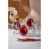 Frefly Store Perotti Keyf-I Ala 18 Parça Cam Tabaklı 200 ml Borosilikat Çay Seti - 0002 - Beyaz