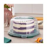 Frefly Store Porsima 1093 Koyu Yeşil Yuvarlak Kek Pasta Börek Saklama Kabı - Kilitli Kapaklı Taşıma Fanusu 25 cm
